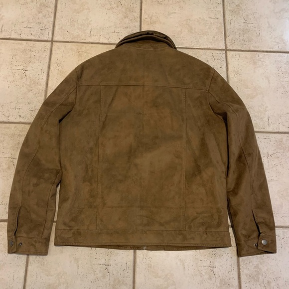 AE Emporio Suede-Feel Jacket - Faux Fur Collar Made in Italy Quilted Lining - L - Picture 2 of 13